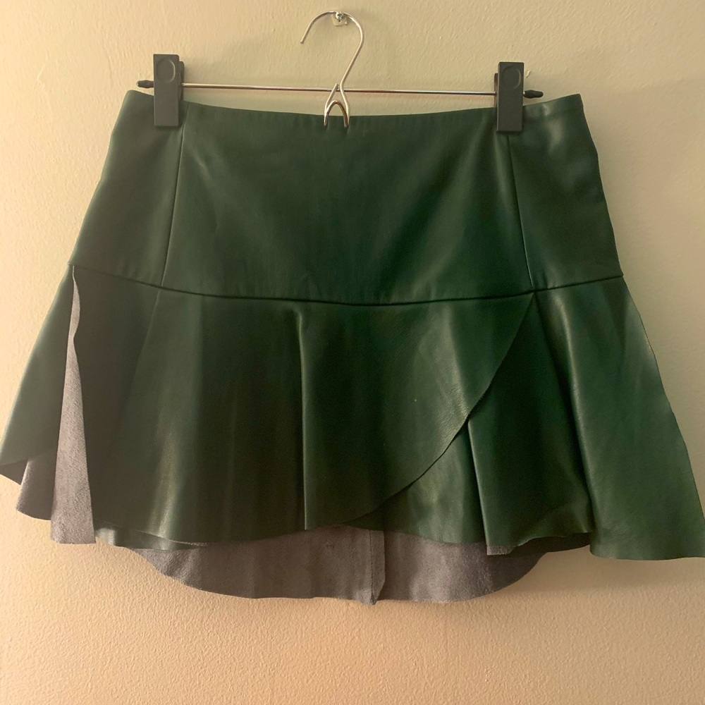 Green pleather mini skirt